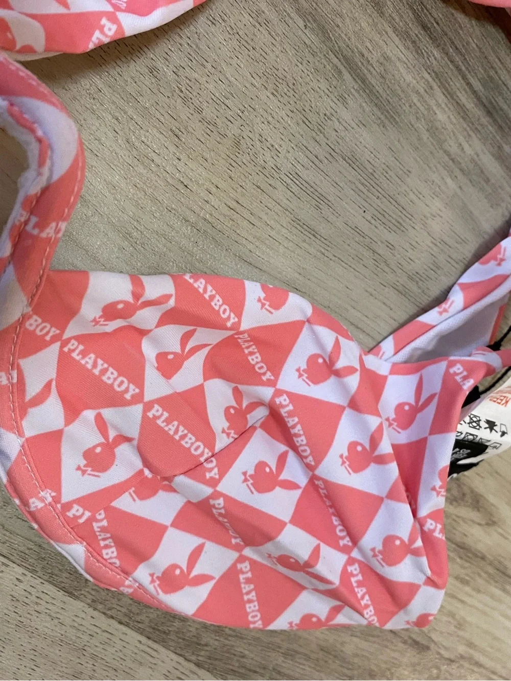 Playboy x Missguided Pink Checkerboard Logo Bikini Top - NWT never worn